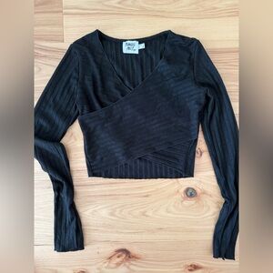 Princess Polly Long Sleeve Black Ribbed top